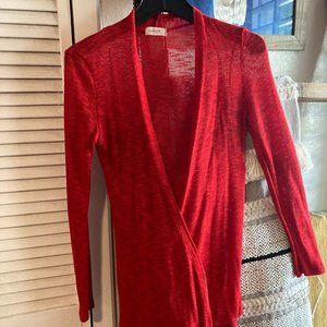 Red Lightly Sheer Fitted Sweater